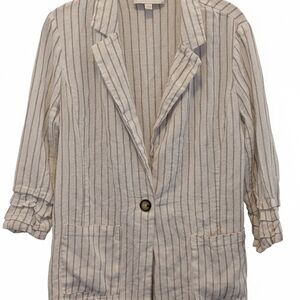 Halston Heritage Striped Cream Blazer